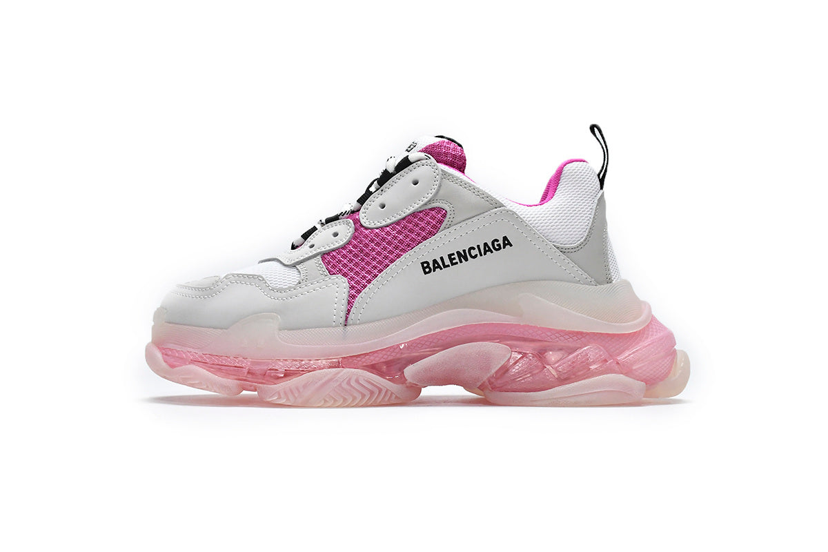 Balenciaga   men's shoes Track Triple S Clear Sole Sneakers runners Pinkish-white