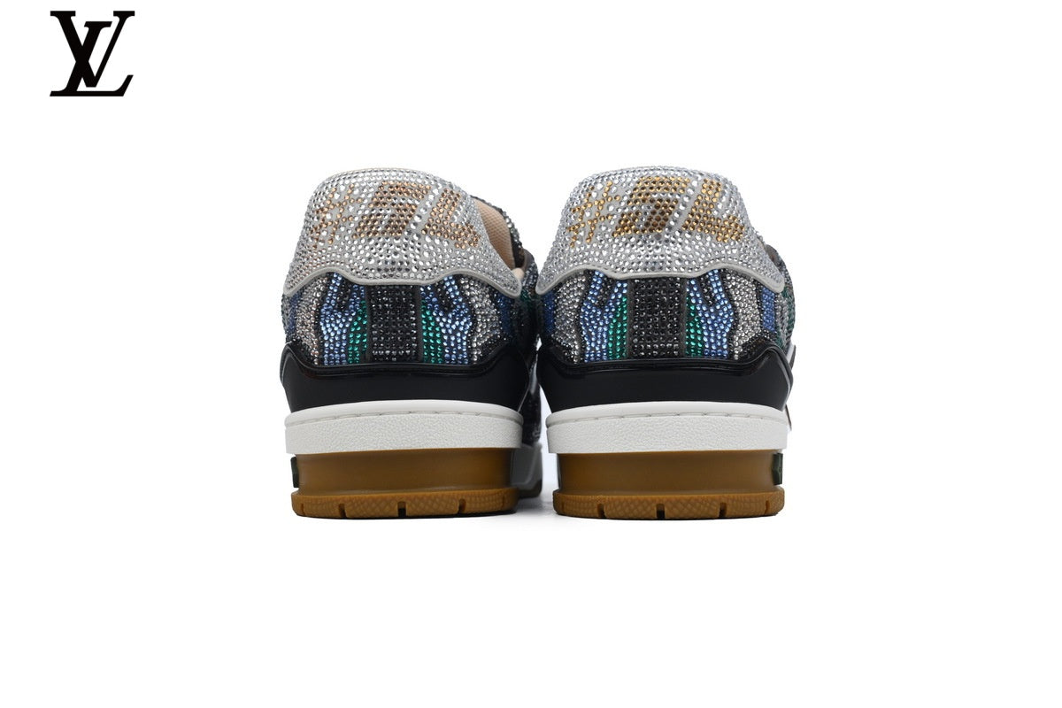 Louis Vuitton LV shoes for man  women Trainer Sneaker – Multicolor Rhinestone