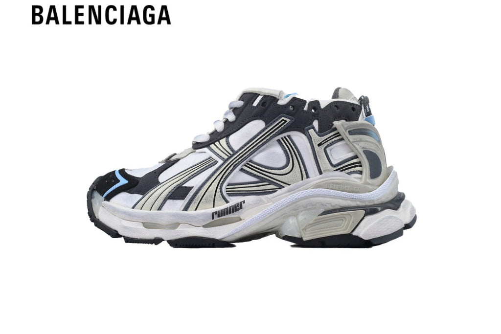 Balenciaga Runner Sneaker — White Mesh, Black & Beige Synthetic Overlays