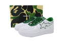 A BATHING APE BAPE STA White & Green Outline-Star Sneakers | Women's & Men's Skate-Inspired Shoes
