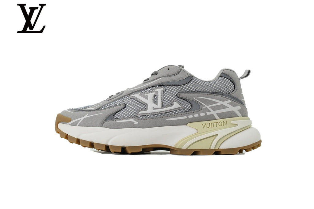 Louis Vuitton shoes for man  women Runaway Sneaker – Grey & White Mesh Dad Shoe with Gum Sole