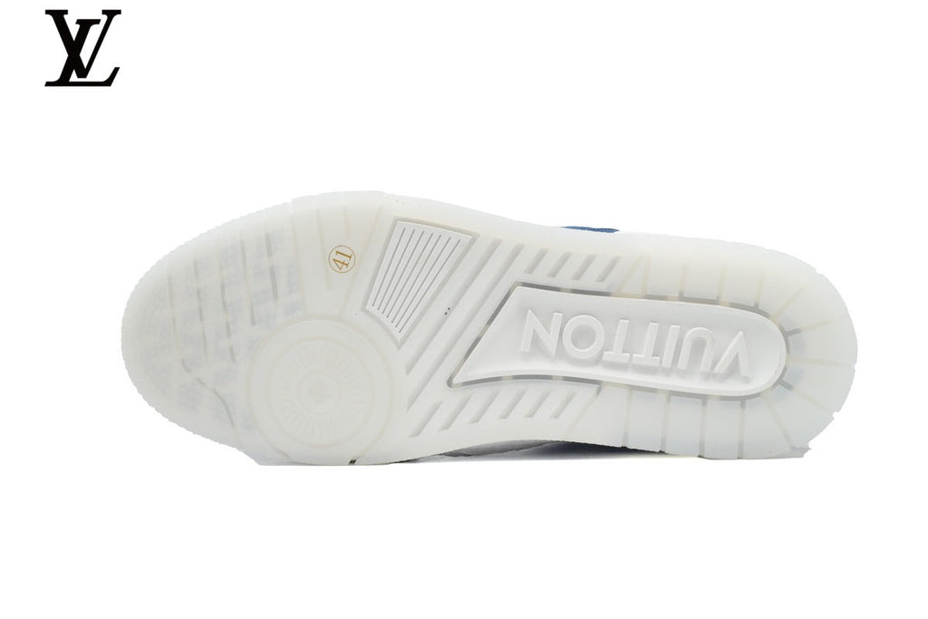 Louis Vuitton LV shoes for man  women Trainer Sneaker – Blue Denim Monogram