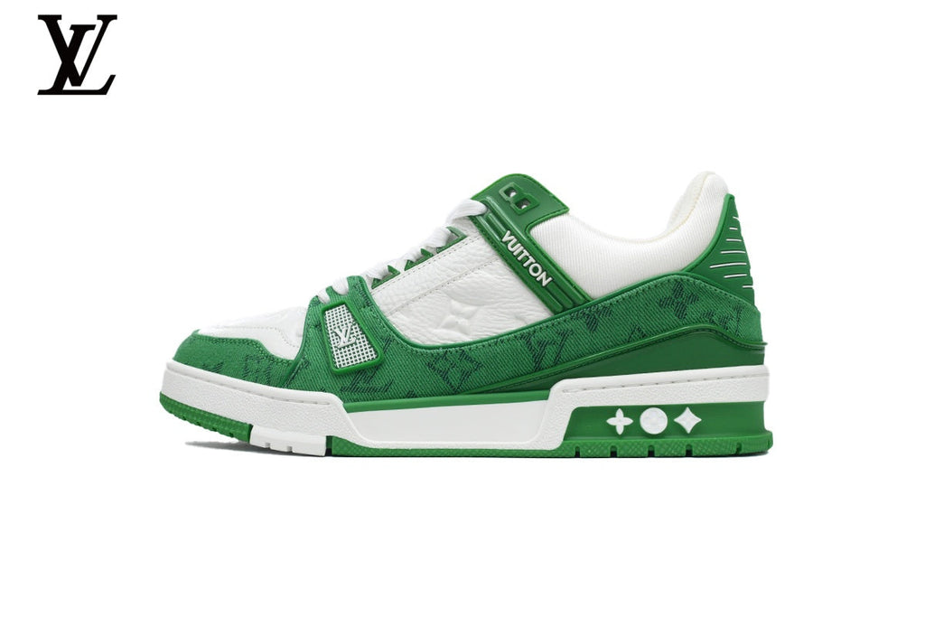 Louis Vuitton Trainer  shoes for man  women Sneaker – Green Monogram & White