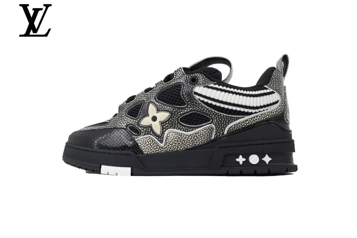 Louis Vuitton shoes for man  women Skate Sneakers - Black Speckled Mesh
