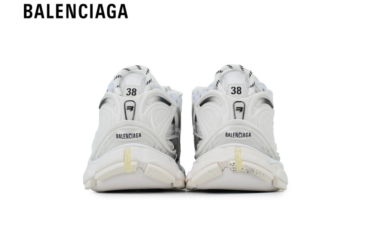 Balenciaga Runner men's shoes  women sneakers — White Mesh & Gradient Black Synthetic Overlays