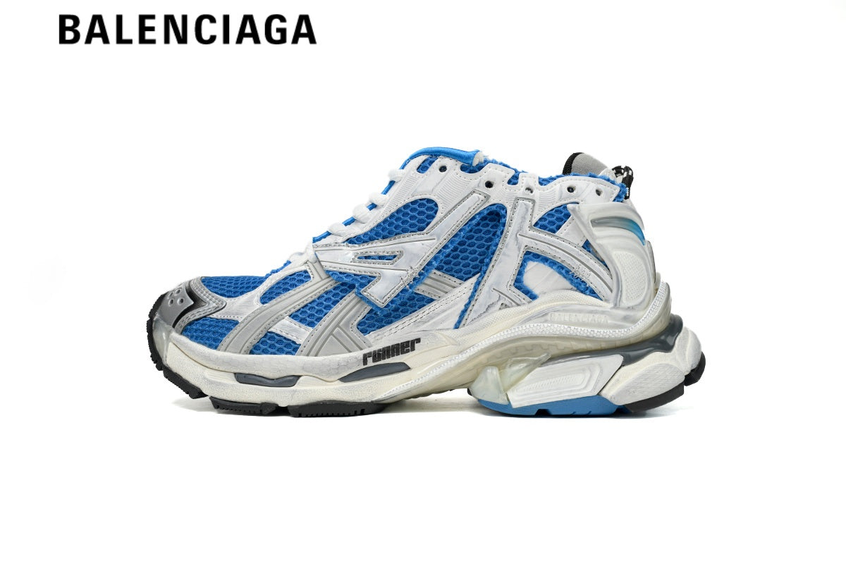Balenciaga Runner men's shoes  women sneakers White Blue