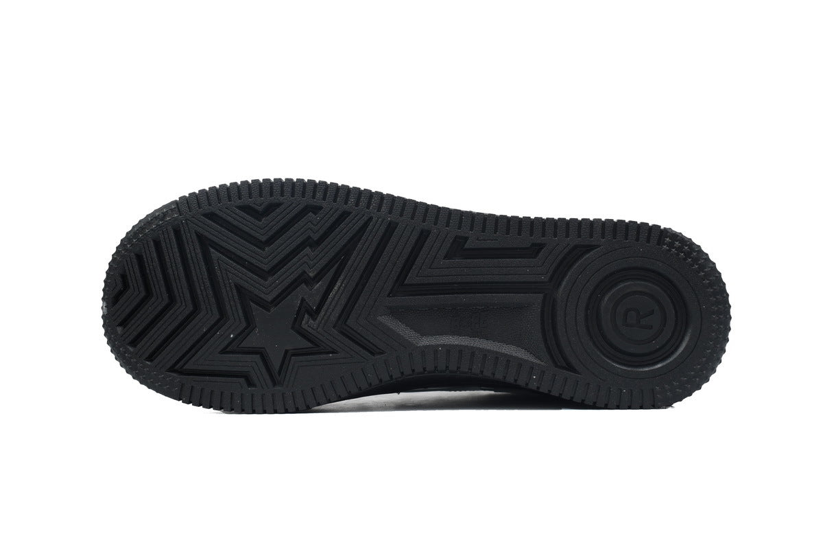 A BATHING APE BAPE STA Glossy Black & White-Star Sneakers | Women's & Men's Skate-Inspired Shoes