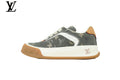 Louis Vuitton Low Top Sneaker in Olive Monogram Canvas with White Leather Trim and Gum Sole