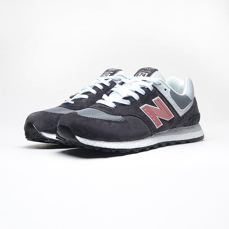New Balance 574 Women's & Men's Charcoal & Pink Retro Sneakers