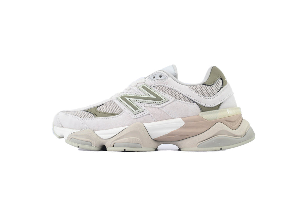 New Balance 9060 Women's & Men's White Olive Beige Chunky Retro Sneakers