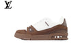 Louis Vuitton Trainer  shoes for man  women Sneaker – Brown Suede & Mesh with White Sole