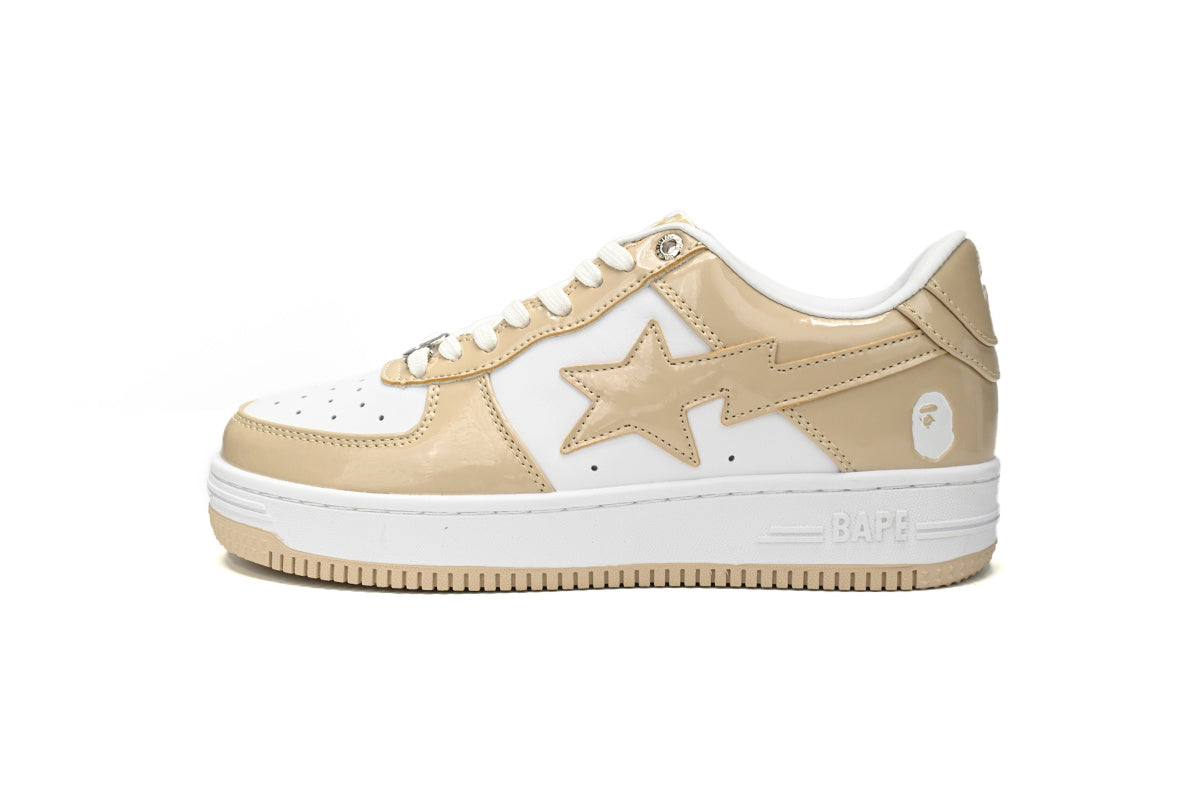 A BATHING APE BAPE STA Sand Beige & White Sneakers | Women's & Men's Skate-Inspired Shoes