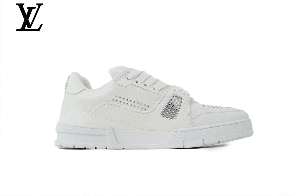 Louis Vuitton Trainer shoes for man  women Leather Sneaker Khaki Brown