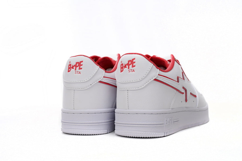 A BATHING APE BAPE STA White & Red Sneakers | Women's & Men's Skate-Inspired Shoes