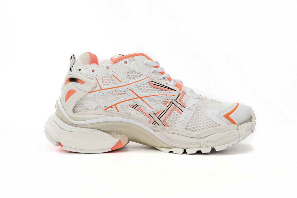 Balenciaga men's shoes Track Runner Sneaker – Distressed Low-Top balenciaga runners White-orange