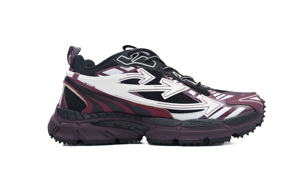 Off-White Be Right Back Women's Men's Shoes | Black & Burgundy Mesh Retro Sneakers