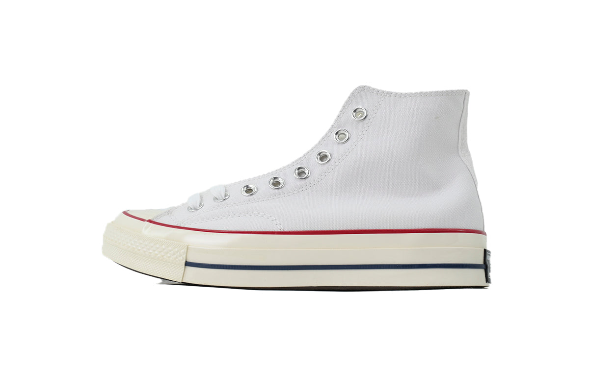 Converse Chuck 70 Women's Men's Shoes | White High-Top Canvas Sneakers with Red & Blue Stripes