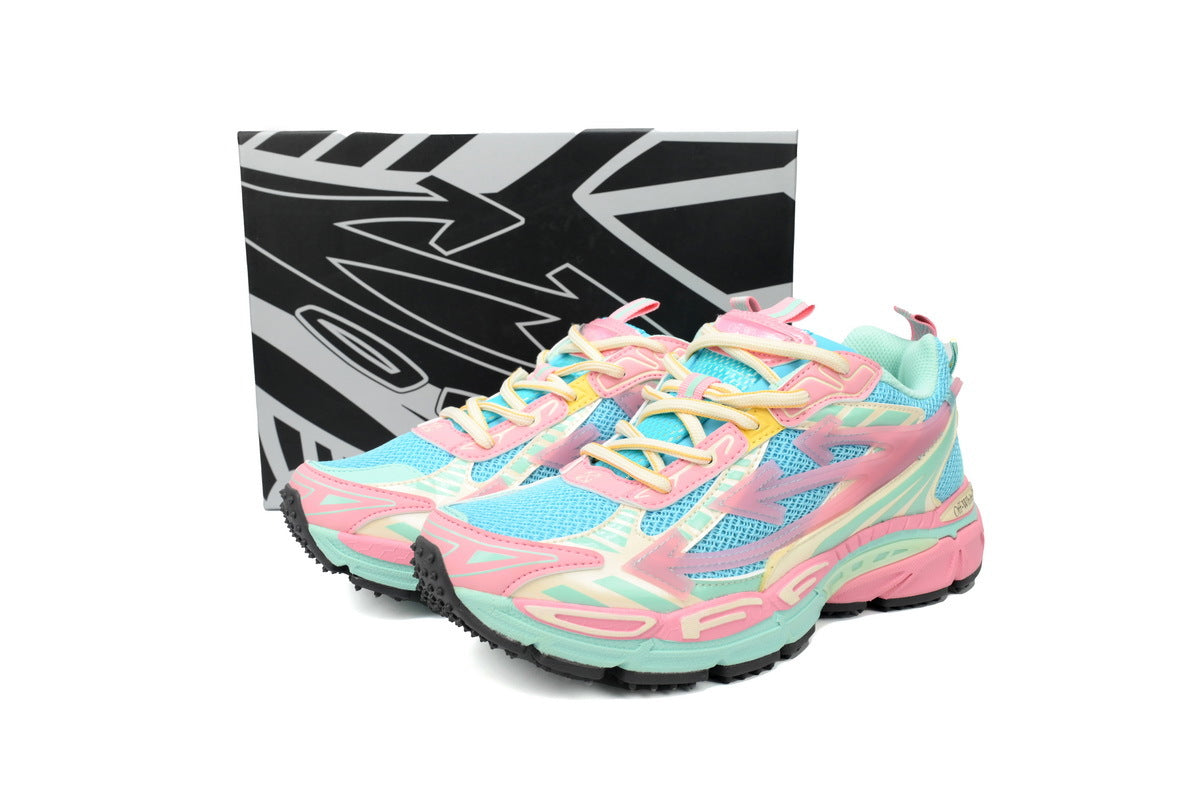 Off-White Be Right Back Women's Men's Shoes | Pink & Aqua Mesh Retro Sneakers