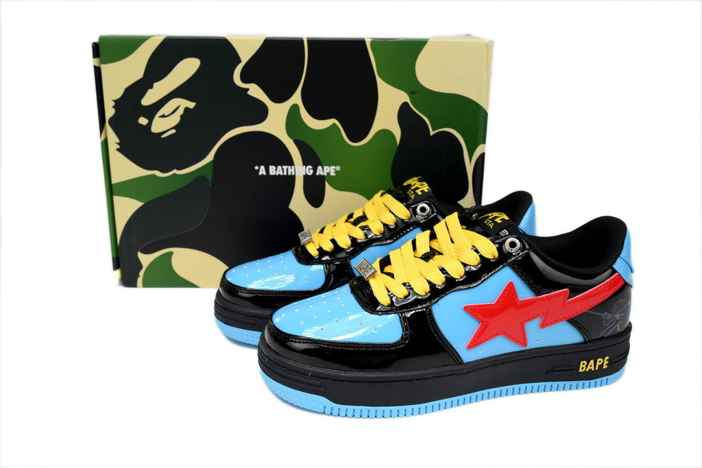 A BATHING APE BAPE STA Black & Sky Blue Colorblock Sneakers | Women's & Men's Skate-Inspired Shoes