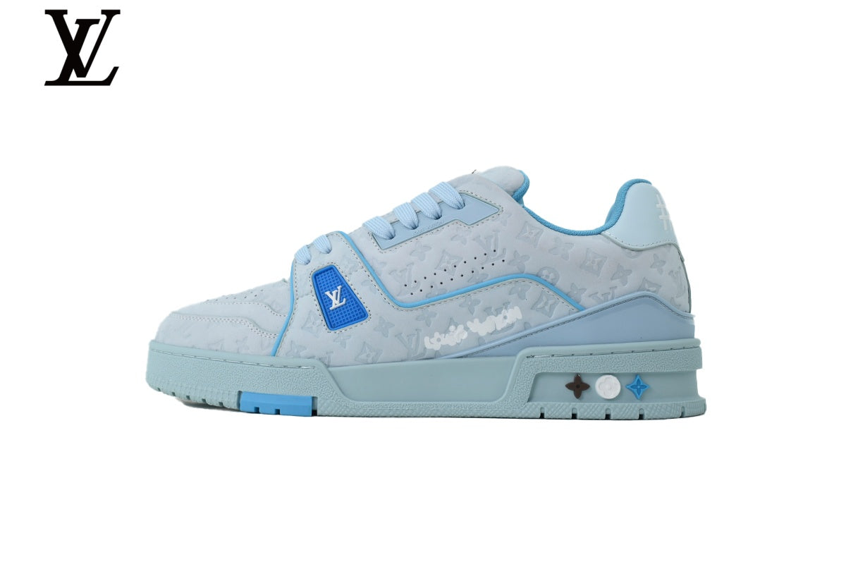 Louis Vuitton Trainer  shoes for man  women Sneaker – Light Blue Monogram