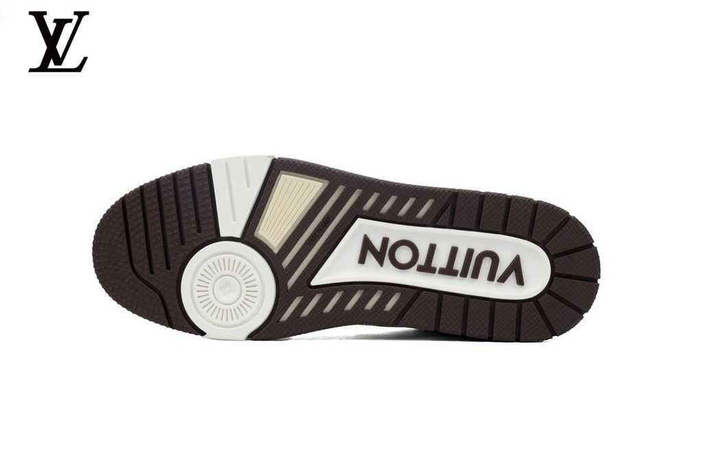 Louis Vuitton Trainer  shoes for man  women Sneaker – White & Brown Graffiti