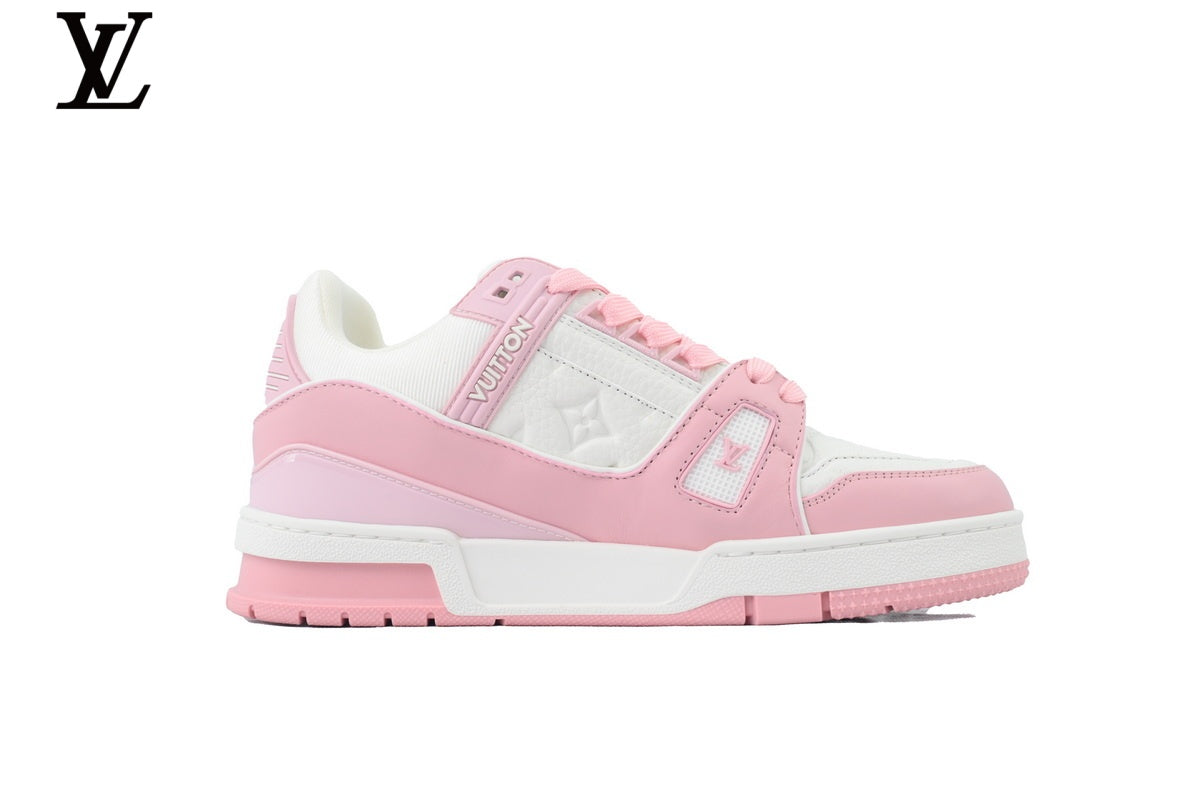 Louis Vuitton LV shoes for man  women Trainer Sneaker – Pink & White
