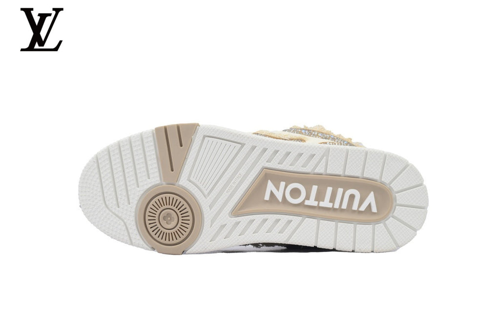 Louis Vuitton shoes for man  women Skate Sneaker – Beige Plush & Crystal