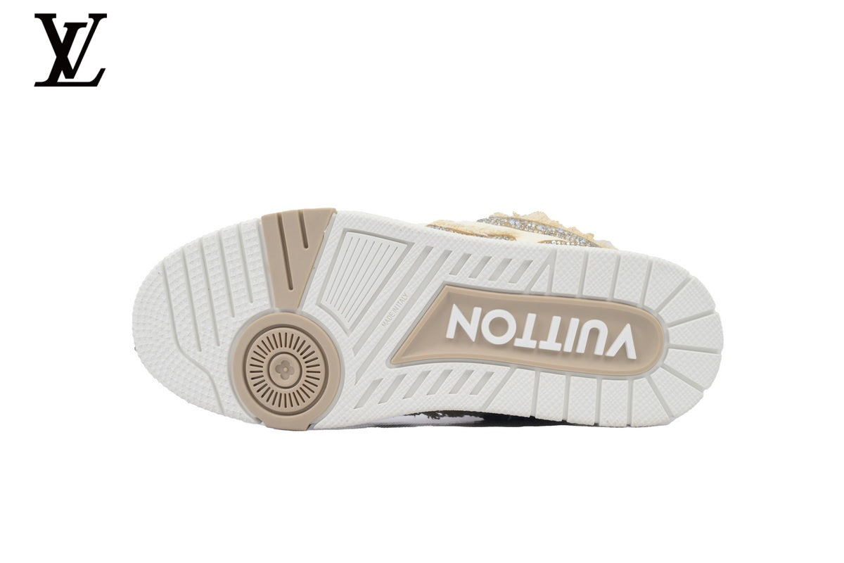 Louis Vuitton shoes for man  women Skate Sneaker – Beige Plush & Crystal