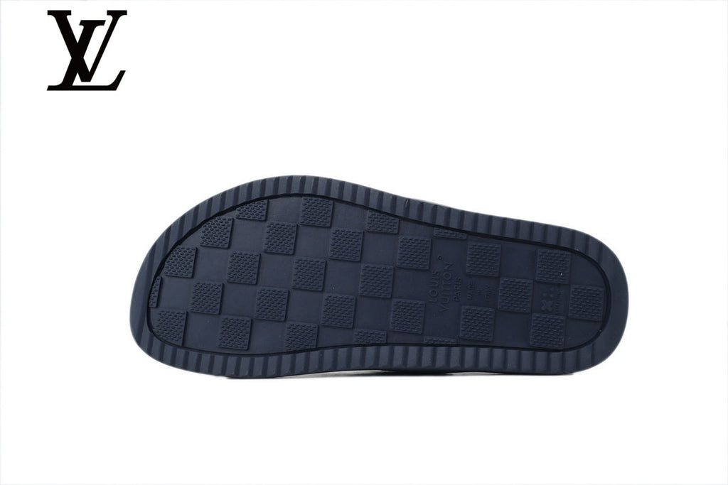 louis vuitton shoes for man  women Blue Monogram-Pattern Denim-Look Slides | Sizes 35–46