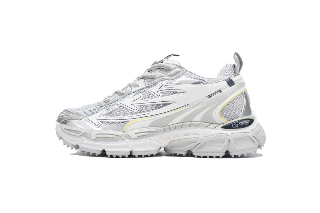 Off-White Be Right Back Women's Men's Shoes | White & Silver Mesh Retro Sneakers