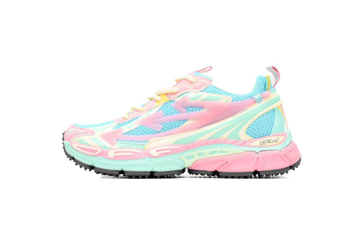 Off-White Be Right Back Women's Men's Shoes | Pink & Aqua Mesh Retro Sneakers