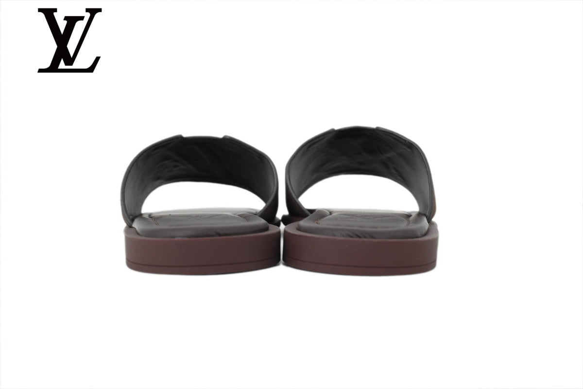 louis vuitton shoes for man  women Dark Brown Suede-Look Slides | Sizes 35–46