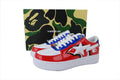 A BATHING APE BAPE STA Glossy Red, White & Blue Shark Sneakers | Women's & Men's Skate-Inspired Shoes