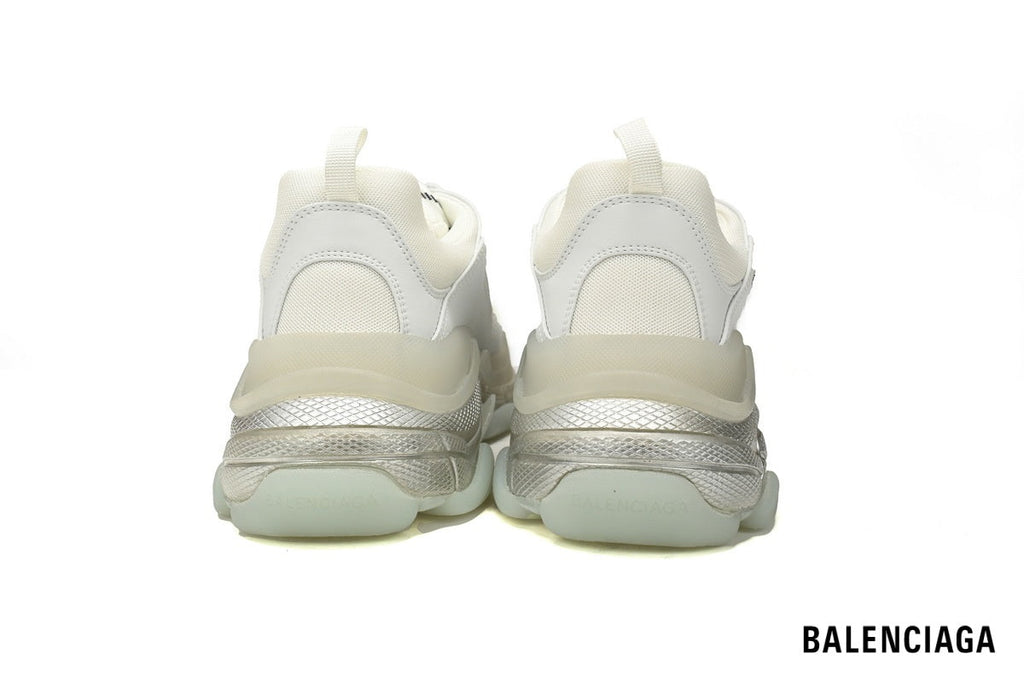 Balenciaga Triple S men's shoes  women sneakers – White & Clear Sole