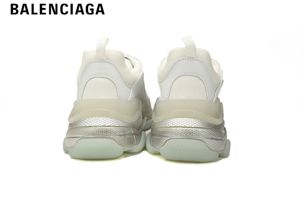 Balenciaga Triple S men's shoes  women sneakers — White, Clear Sole