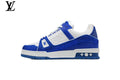 Louis Vuitton LV shoes for man  women Trainer Sneaker – White & Blue Rhinestone