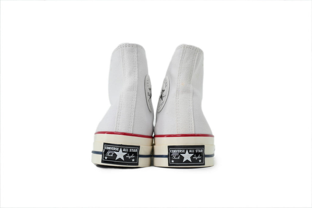 Converse Chuck 70 Women's Men's Shoes | White High-Top Canvas Sneakers with Red & Blue Stripes