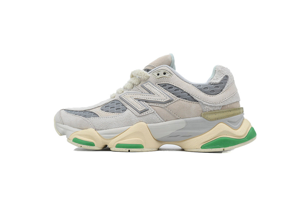 New Balance 9060 Women's & Men's Grey Cream Green Chunky Retro Sneakers
