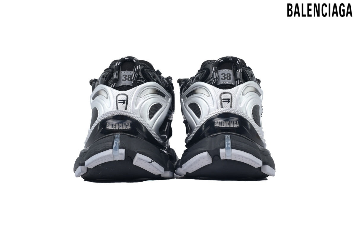 Balenciaga Runner men's shoes  women sneakers – Black & Silver