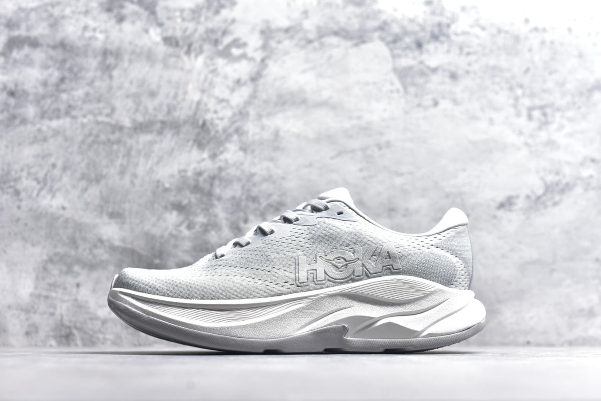 HOKA Rincon 4 Women's Men's Shoes | White & Light Gray Mesh Running Sneakers