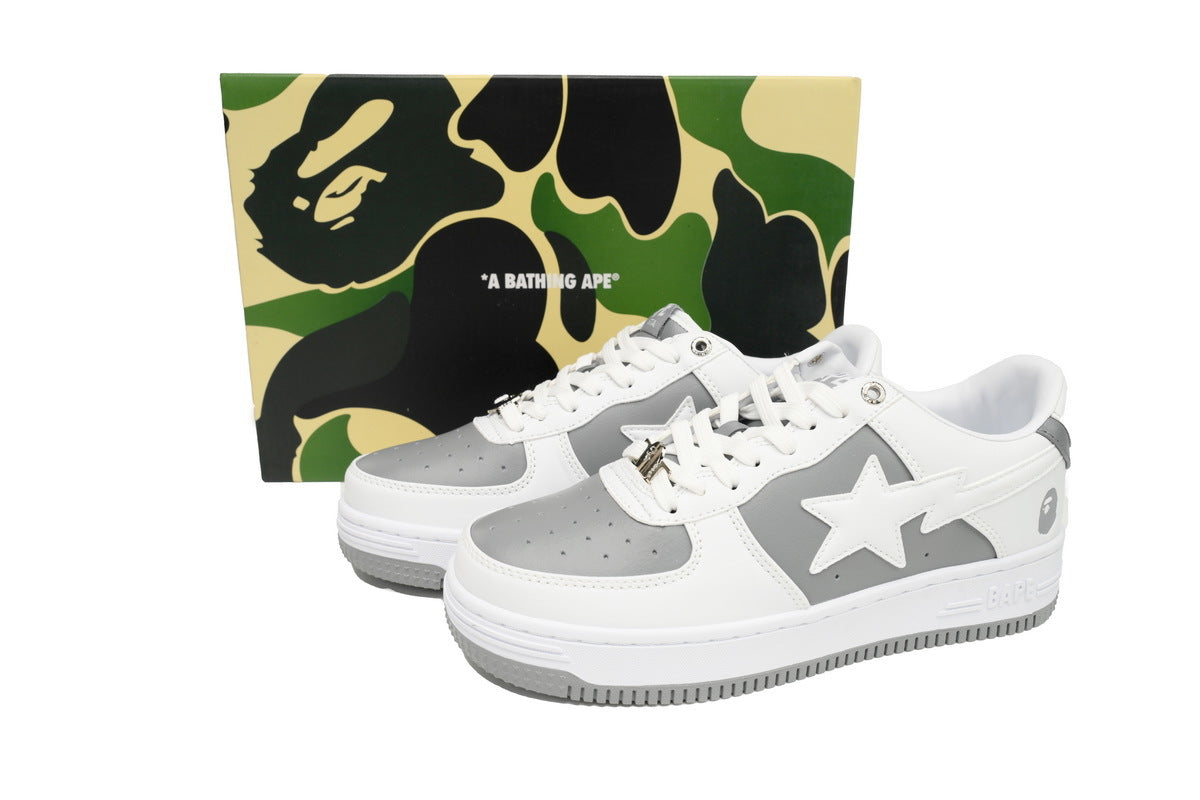 A BATHING APE BAPE STA White & Grey White-Star Sneakers | Women's & Men's Skate-Inspired Shoes