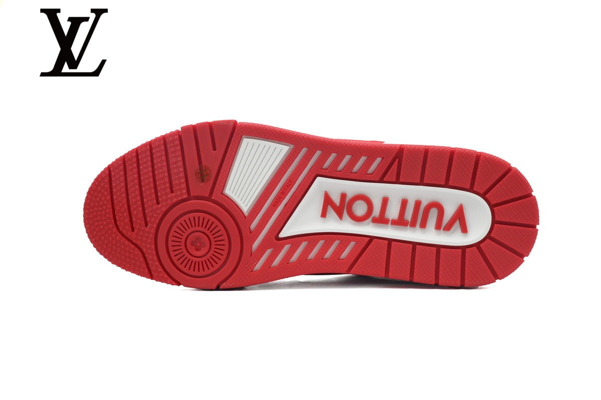 Louis Vuitton Trainer shoes for man  women Sneakers - White and Red