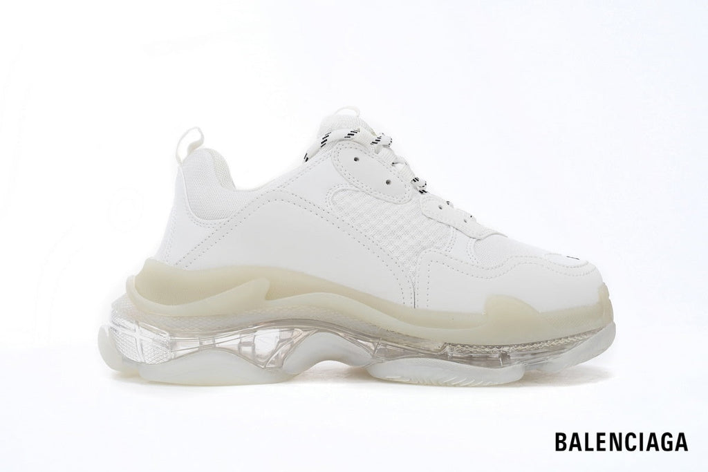 Balenciaga Triple S men's shoes  women sneakers – White & Clear Sole II