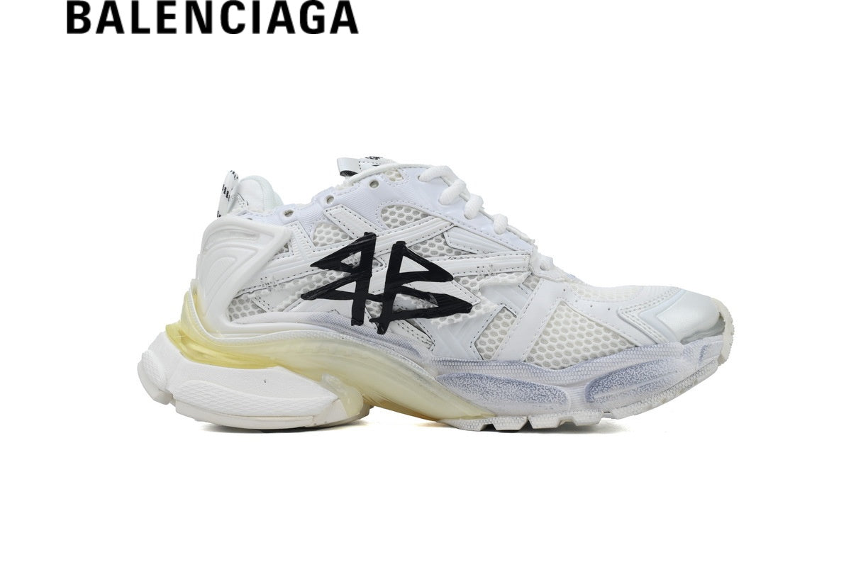 Balenciaga Runner men's shoes  women sneakers– Graffiti White