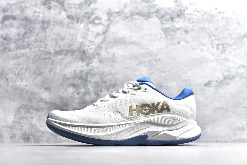 HOKA Rincon 4 Women's Men's Shoes | White & Blue Mesh Running Sneakers