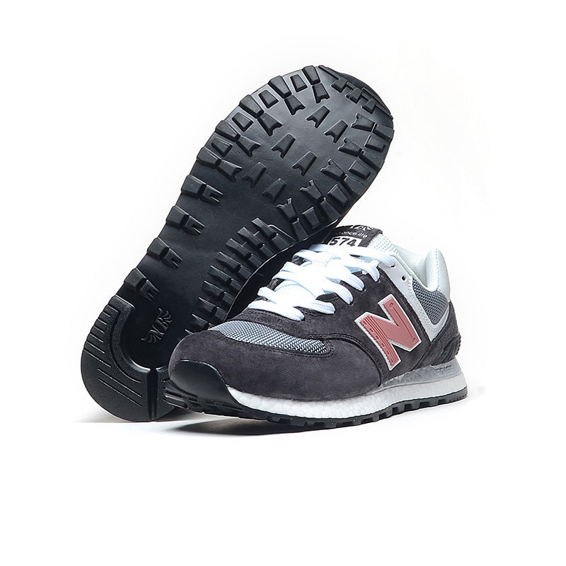 New Balance 574 Women's & Men's Charcoal & Pink Retro Sneakers