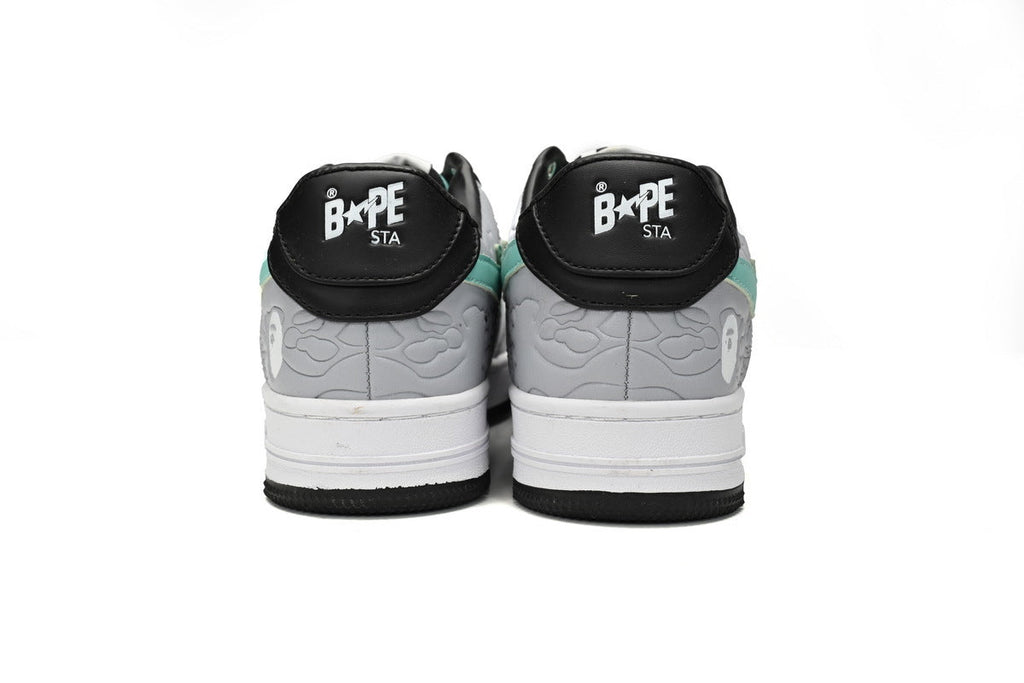 A BATHING APE BAPE STA Mint Green & Grey Embossed Camo Sneakers | Women's & Men's Skate-Inspired Shoes