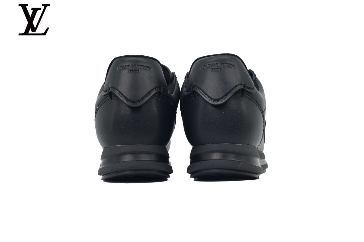 Louis Vuitton Low Top Sneaker in Black Smooth Leather with Embossed Logo