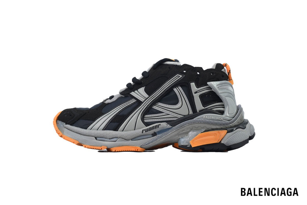 Balenciaga Runner men's shoes  women sneakers – Dark Grey & Orange