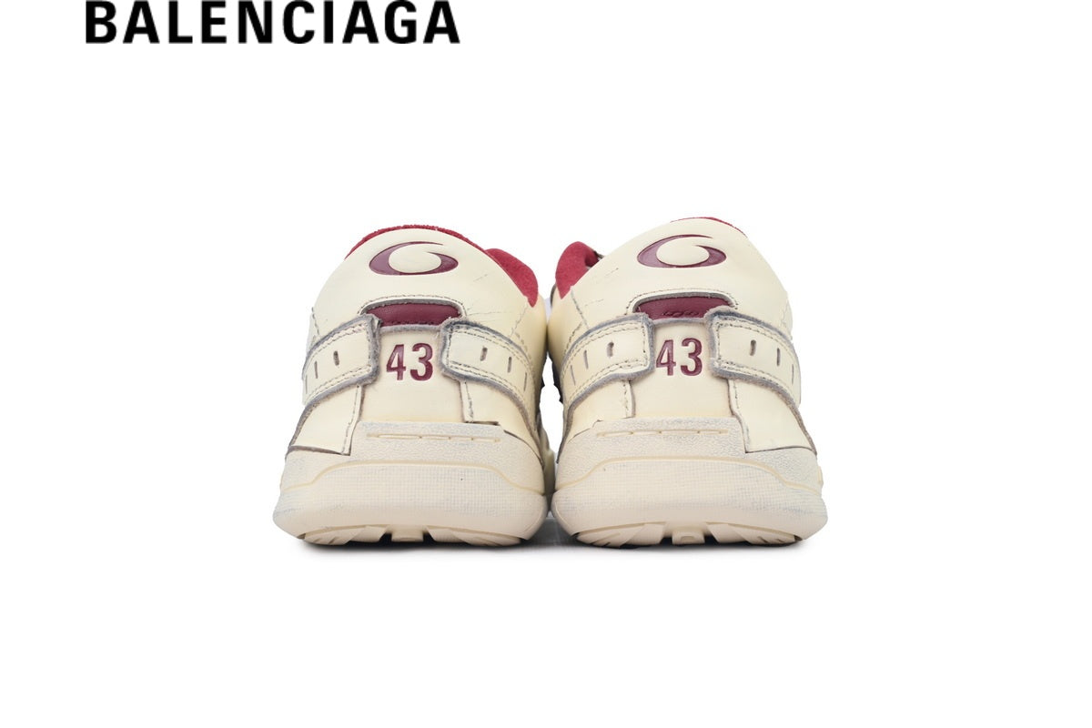 Balenciaga Skate men's shoes  women sneakers Cream & Burgundy